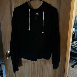 black zip up hoodie